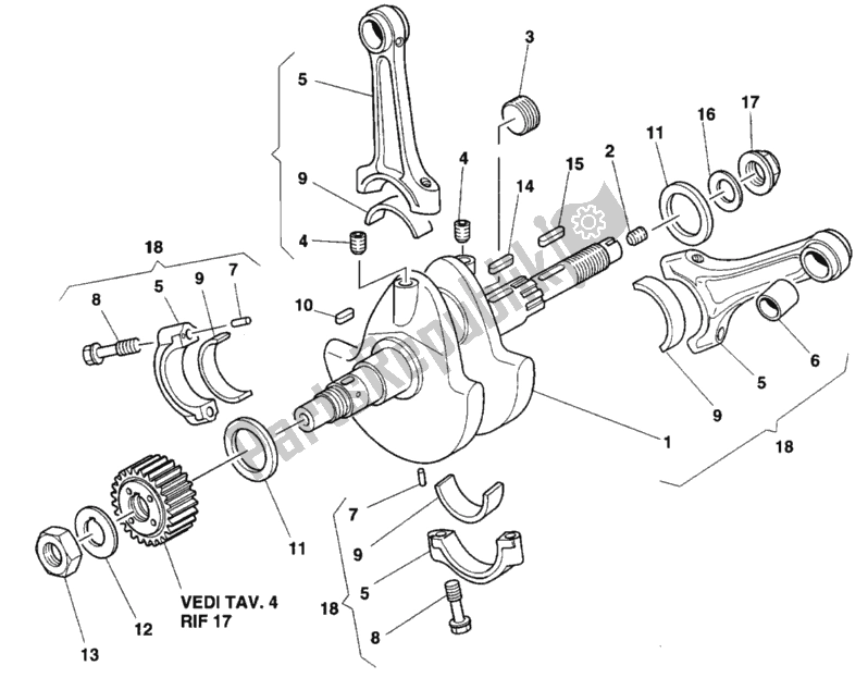 All parts for the Crankshaft of the Ducati Supersport 900 SS USA 1995